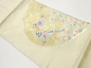 鴛鴦に花・芒模様織出し名古屋帯